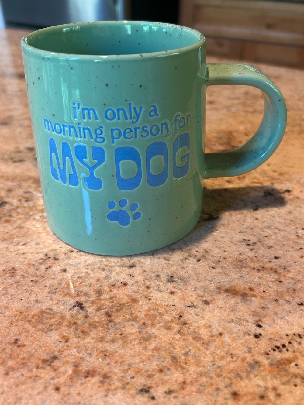 “I’m Only A Morning Person For My Dog” Mint Green & Ocean Blue 16oz Ceramic Mug